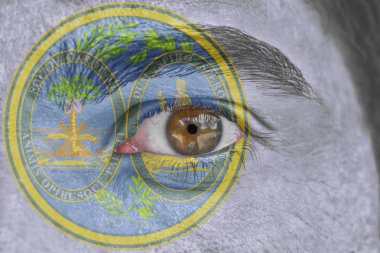 İnsan yüz ve göz bizimle Güney Caro devlet mührü bayrağı boyalı