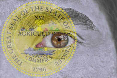 İnsan yüz ve göz bizimle Tennessee Devlet mührü bayrağı boyalı