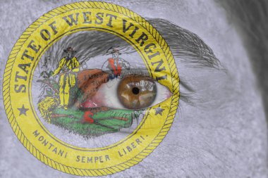 İnsan yüz ve göz bizimle devlet mührü bayrağı Batı Virgi boyalı