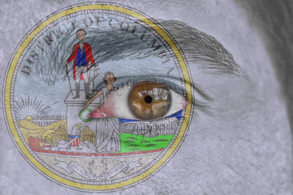 İnsan yüz ve göz bizimle devlet mührü bayrağı Columbia d boyalı
