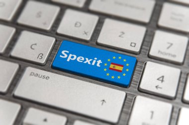 Mavi tuş Enter İspanya Spexit AB klavye düğmesini kullanarak modern te