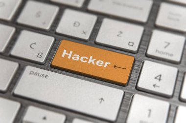 Portakal anahtar girmek ve kelime Hacker düğmesini modern pc ile klavye 