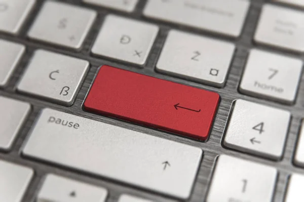 Keyboard with red blank Enter button modern pc text communicatio — Stock Photo, Image