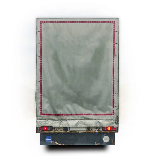 흰색 절연 turck 화물 운송 컨테이너의 후면 모습 — 스톡 사진