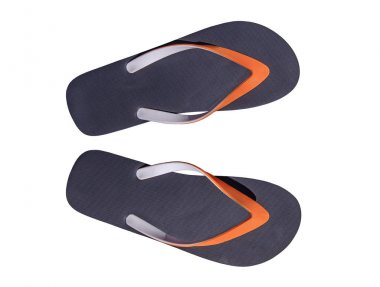 İki adam yaşam tarzı flip flop üzerinde beyaz izole rahatla