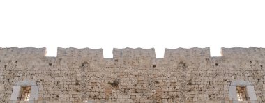 Beyaz izole büyük Ortaçağ kule Kalesi taş duvar eski 