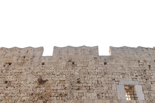 Stora medeltida gamla tornet slottet stenmur isolerad på vit — Stockfoto