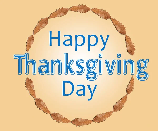 Happy thanksgiving dag cirkeln med bruna blad på ljus bakgrund — Stockfoto