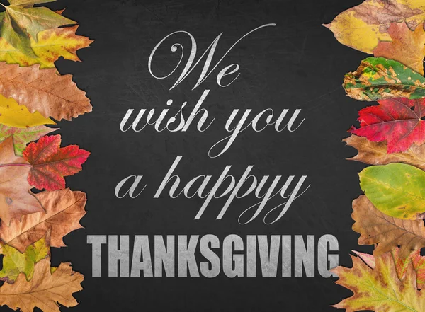 We wish you a happy Thanksgiving day design quote postcard banner — Stock Photo, Image