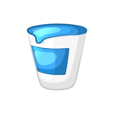 Ekşi krema plastik torba. Çizgi film simgesi.