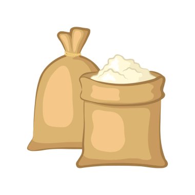 Çuval un beyaz arka plan üzerinde izole.