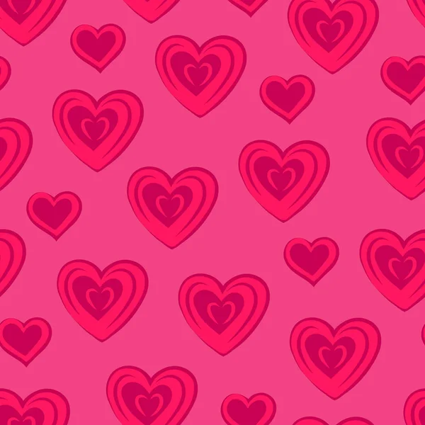 心。バレンタインの日にピンクのシームレス パターン. — ストックベクタ