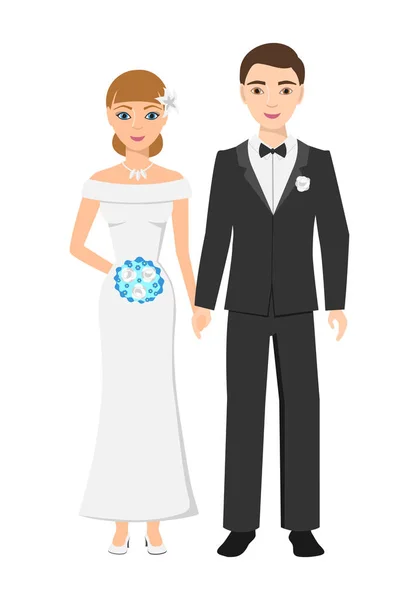 Γαμήλια τελετή. Η νύφη και ο γαμπρός κρατώντας τα χέρια. — Διανυσματικό Αρχείο