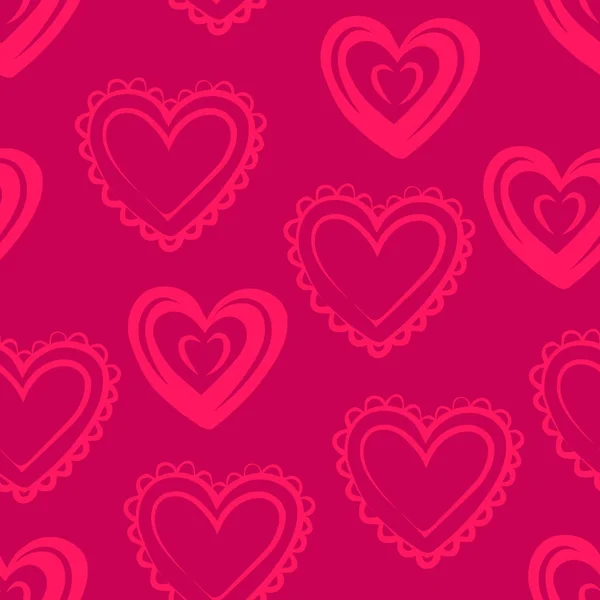 Hearts. Pink seamless pattern for Valentine's day. — Stock Vector
