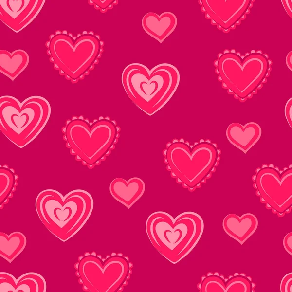 Hearts. Pink seamless pattern for Valentine's day. — Stock Vector