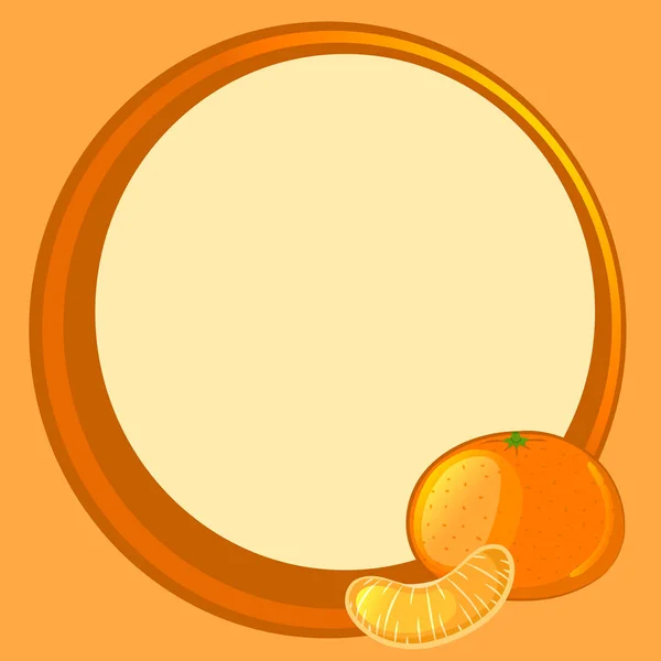 Round orange frame with mandarin and clove. — Stock Vector