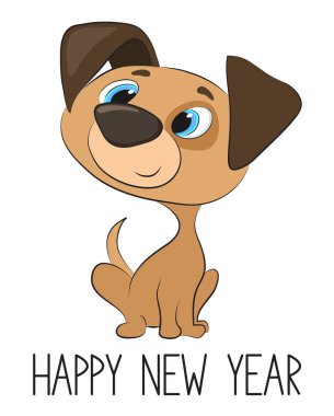 Beyaz arka plan üzerinde izole şirin köpek yavrusu. Karikatür tarzı. Vektör çizim.