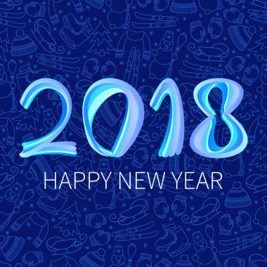 Mutlu yeni yıl 2018. Arka plan tasarım. Tebrik kartı, poster, afiş. Vektör çizim.