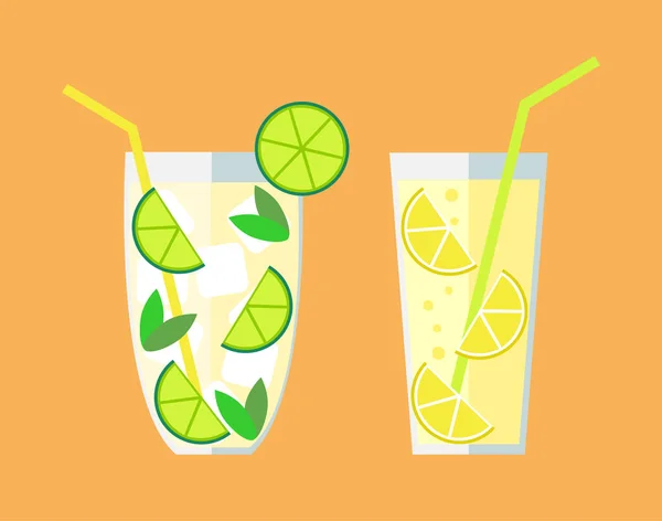 Limonada Mojito Diseño Plano Ilustración Vectorial — Vector de stock