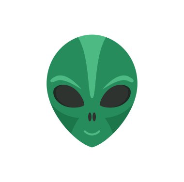 Bir uzaylı yüzü. Düz tasarım. Beyaz bir arka plan üzerinde izole. Vektör çizim.