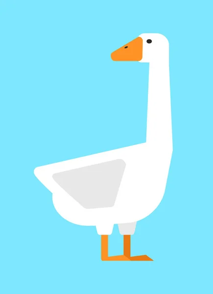 White Goose Flat Icon Design Vector Illustration — Stock Vector