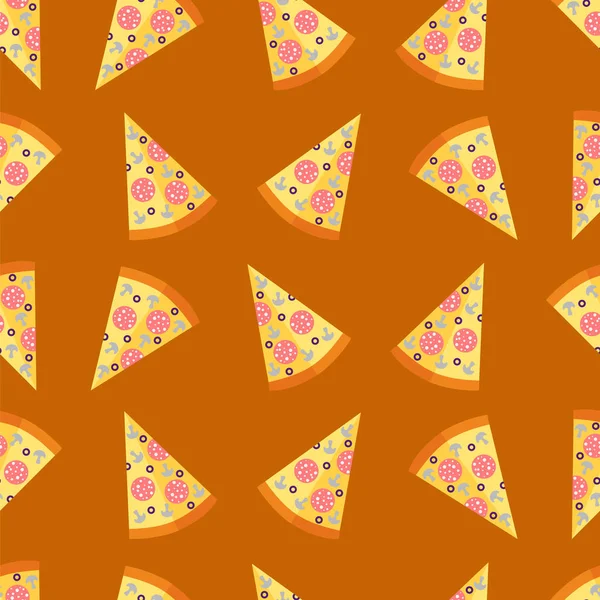 Rebanada de pizza sin costura de fondo — Vector de stock