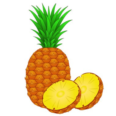 Ananas. Beyaz arkaplanda meyveler izole edilmiş. 