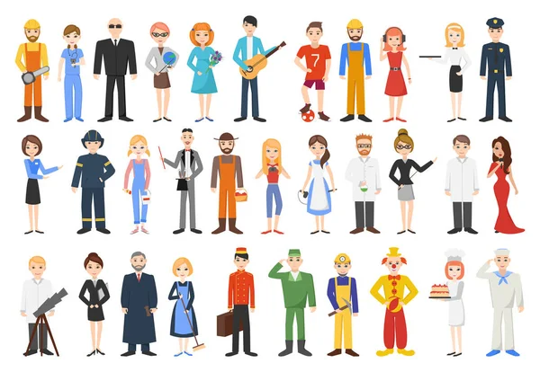 Set People Different Professions Isolated White Background Vector Illustration — 图库矢量图片