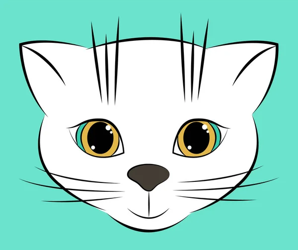 Bonita Carita Gato Blanco Ilustración Vectorial — Archivo Imágenes Vectoriales