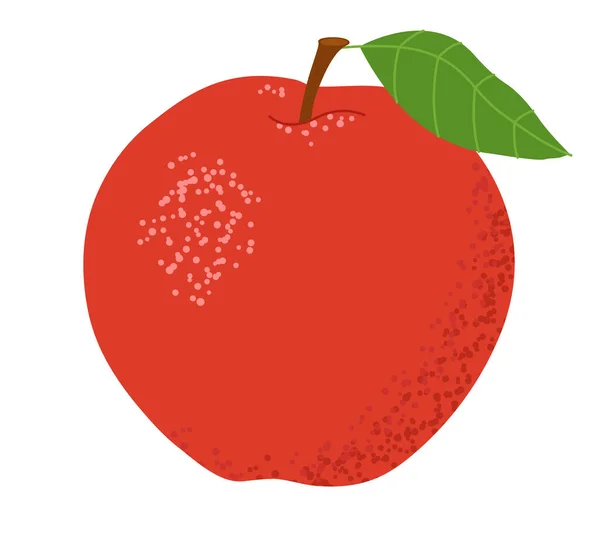 Pomme Rouge Avec Une Feuille Isolé Sur Fond Blanc Illustration — Image vectorielle