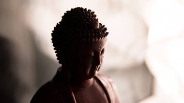 Shakyamuni Buddha heykeli. Budizm ve aydınlanma. Nirvana. Sığ odak 