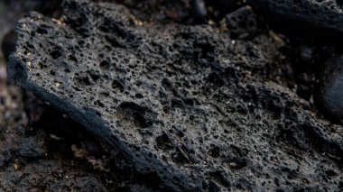  camadan sahilleri Kanarya Adaları. Lav kayalık dokusuna