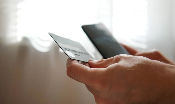 credit card payment via phone close-up