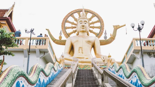 O templo de Wat Phra Yai e a estátua do Grande Buda vista geral — Fotografia de Stock