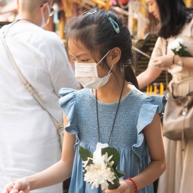 Bangkok, Tayland -14 Şubat 2020 Coronavirüs enfeksiyonu Covid-19. Dünyada enfeksiyonu önlemek için güvenlik önlemleri