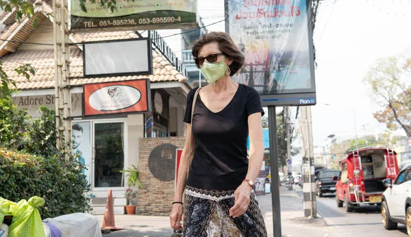 Bangkok Thailand Februari 2020 Coronavirusinfectie Covid Beveiligingsmaatregelen Besmetting Stad Voorkomen — Stockfoto