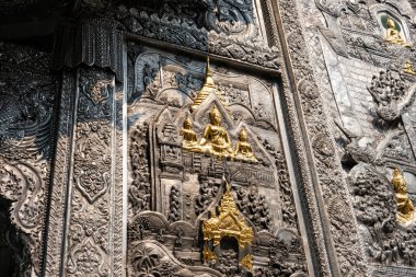 Bangkok, Tayland - 21 Şubat 2020 Wat Sri Suphan, Chiang Mai Gümüş Tapınağı