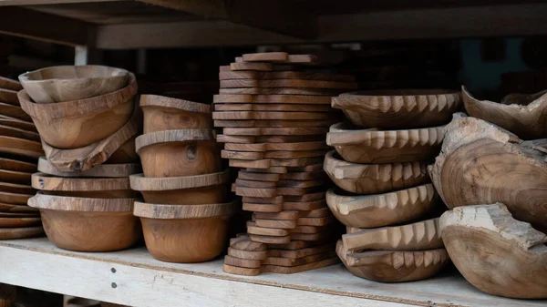 Turist Satışları Için Çeşitli Balili Hediyelik Eşya Sanatları Rattan Meşe — Stok fotoğraf