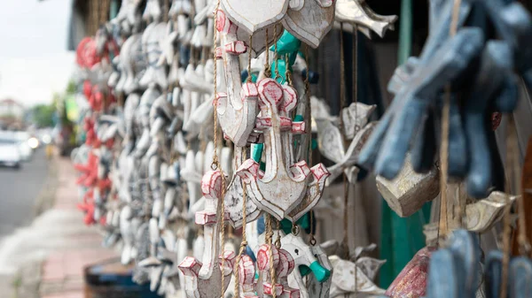 Balinese wooden souvenirs and crafts. A variety of tourist crafts and interior items from Indonesia and Bali