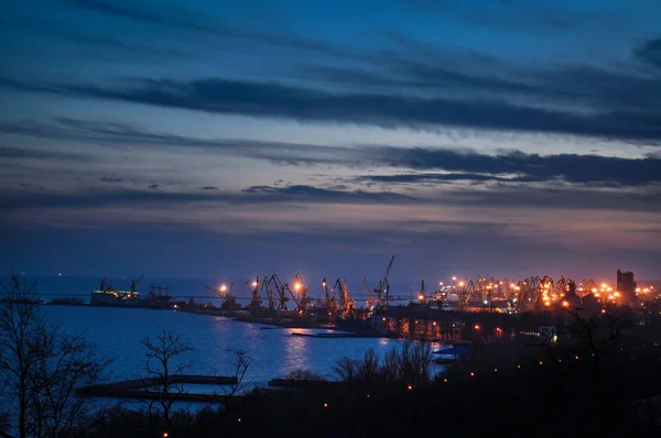 Cargo cranes in the dock of Industrial Port — Stock Photo, Image