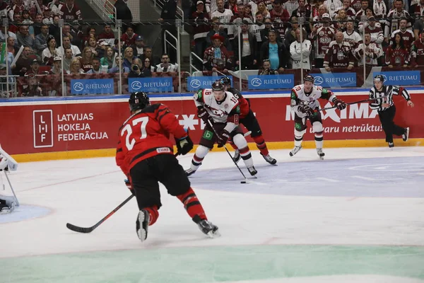 Lettland Riga 2018 Arena Riga Team Kanada Team Lettland Före — Stockfoto
