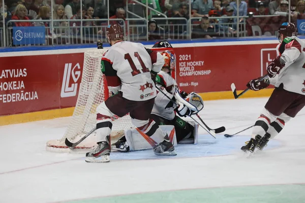 Латвия Рига 2018 Arena Riga Команда Канады Против Сборной Латвии — стоковое фото
