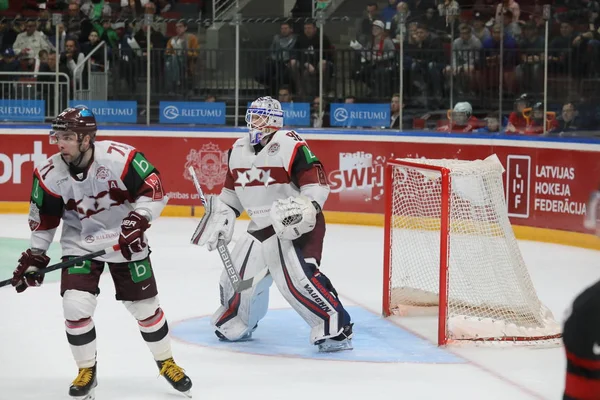 Lettland Riga 2018 Arena Riga Team Kanada Team Lettland Före — Stockfoto