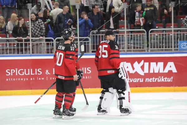 Lettland Riga 2018 Arena Riga Team Kanada Team Lettland Före — Stockfoto