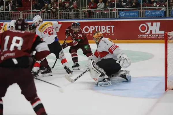 Letland Riga 2018 Arena Riga Team Zwitserland Team Letland Pre — Stockfoto