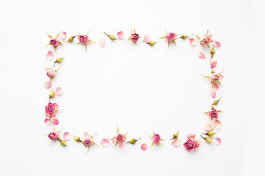 Çerçeve kuru güller ve yaprakları 