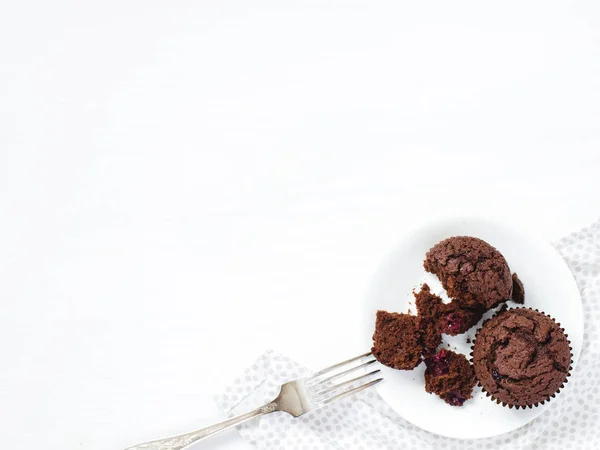 Brownie en plato con tenedor de plata — Foto de Stock