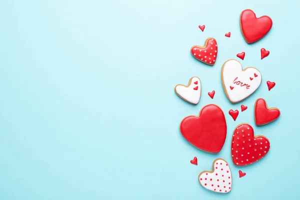 Куки ко Дню Святого Валентина в форме сердец . — стоковое фото