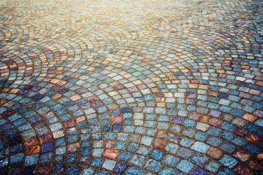 Granit kafayı Arnavut kaldırımı kaldırım arka plan.