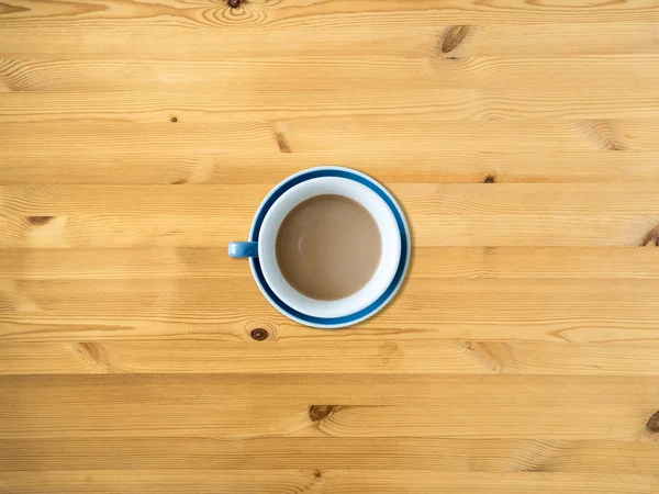 Blick Von Oben Auf Eine Tasse Kaffee Auf Dem Tisch — Stockfoto